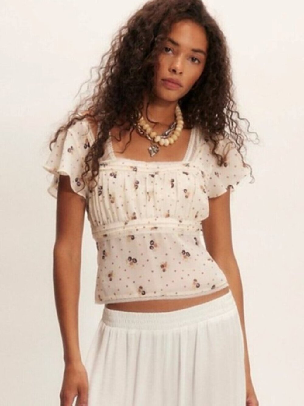 FREE PEOPLE Prairie Field Top Cream L NWT